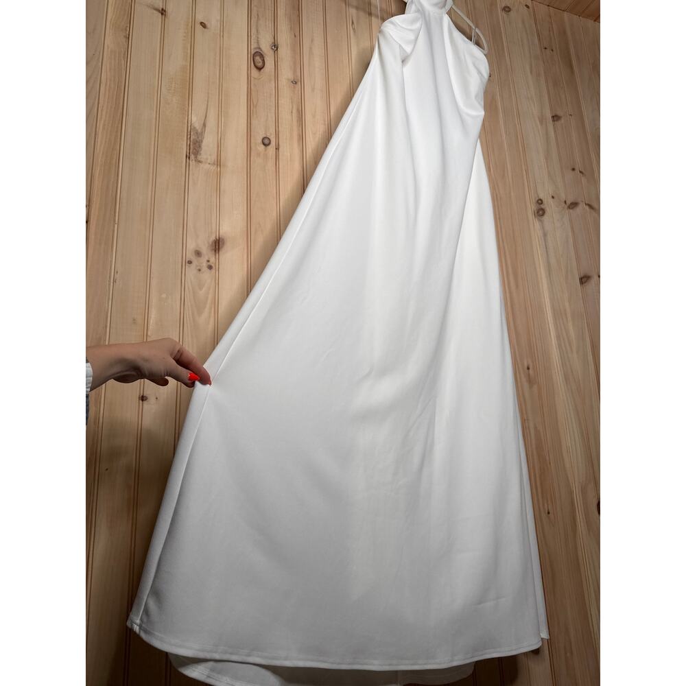 NWT Lulus Alaura White Backless Halter Maxi Dress Wedding Gown Bridal Bride XXS - Picture 5 of 9